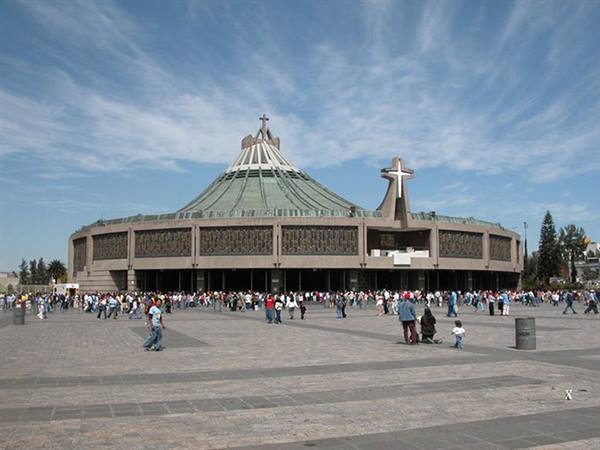Crowd in the square before the Basilica of Guadalupe, Mexico City