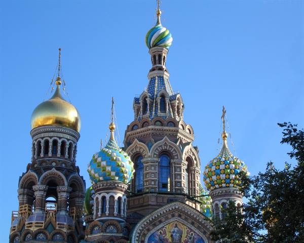 The colorful domes of the Church of the Savior on Spilled Blood, Saint Petersburg