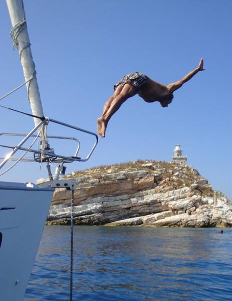 swimming towards the lighthouse....