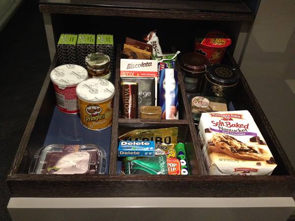 Very well-stocked minibar at the Meridien