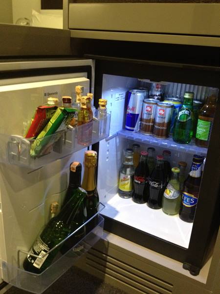Very well-stocked minibar at the Meridien