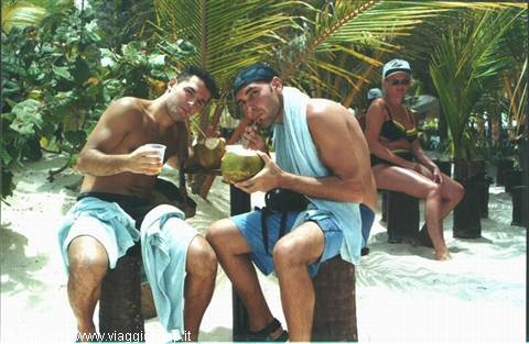 Anto and me with the coconut and rum cocktail
