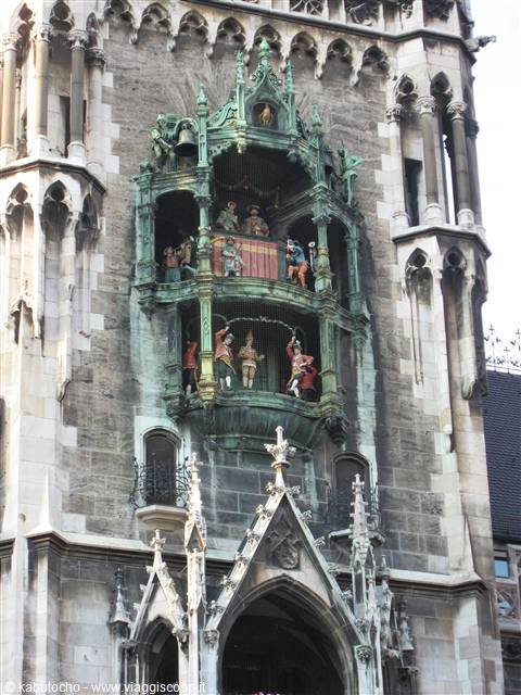 The gothic glockenspiel on Munich's Neue Rathaus with moving figures