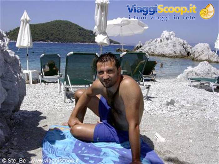 Me near Panormos beach