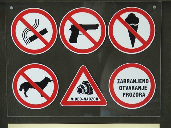 signs and prohibitions inside Veliki Tabor
