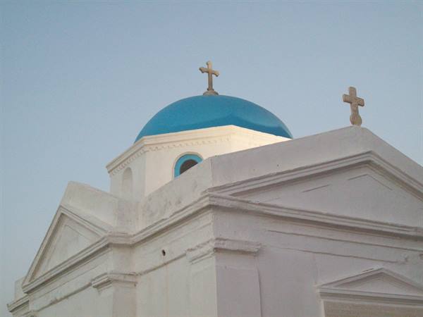 little church on the port of mykonos