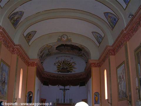 Ruined ceiling of the church of Pianosa .The church had been frescoed by a prisoner