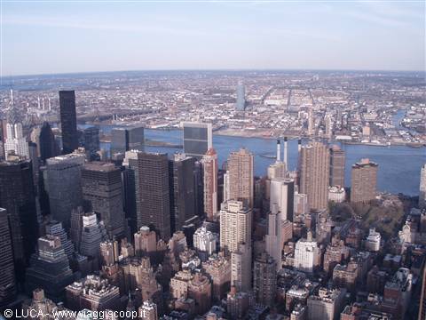 Manhattan skyscrapers and East River seen from the Empire State Building