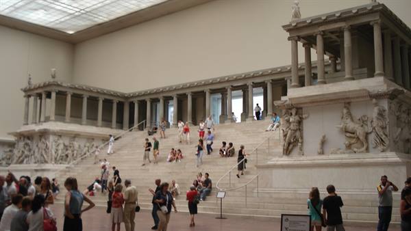 Visitors climbing the Pergamon Altar staircase, Berlin museum