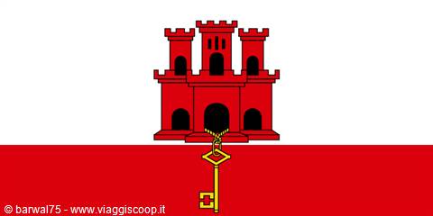 Gibraltar flag: red three-towered castle with golden key