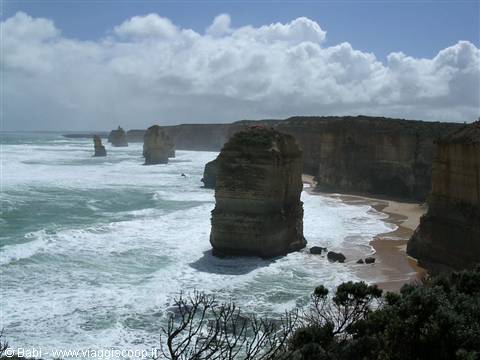 The Twelve Apostles, limestone sea stacks rising from windswept southern ocean