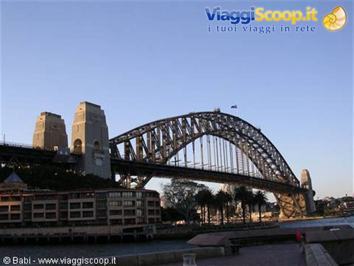 The steel Sydney Harbour Bridge against a clear blue sky
