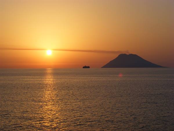 stromboli at sunset