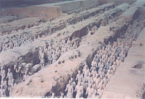 Terracotta Army in Xi'an: rows of clay soldiers inside excavation pit