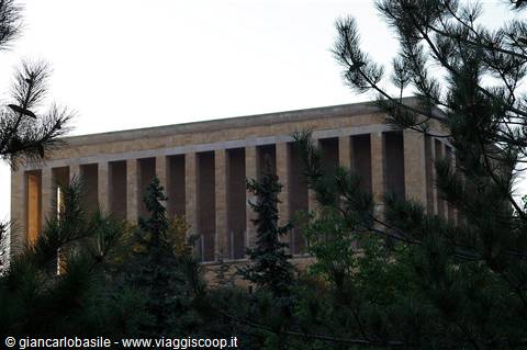 Anıtkabir, Atatürk's mausoleum in Ankara, framed by pines