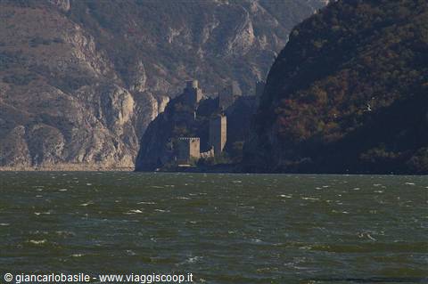Golubac Fortress on the rocky cliffs above the Danube