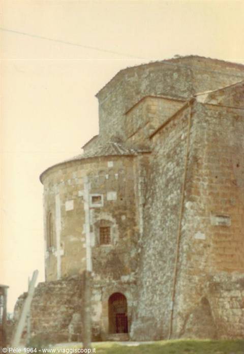 Round stone apse of an ancient medieval church under soft light