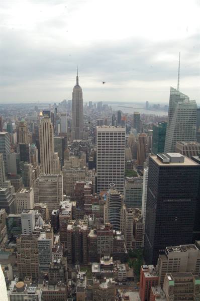 Manhattan skyscrapers under gray sky, Empire State Building in the center
